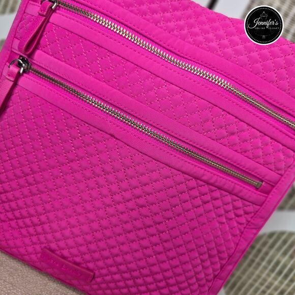 Vera Bradley Magenta Pink Quilted Triple Zip Hipster Crossbody - Picture 2 of 11